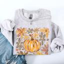 Small Ash Light Gray Beautiful Pumpkin Autumn Flowers Watercolor Floral Pattern With Rustic Harvest Vibes Sweatshirt