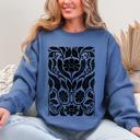 Medium Indigo Blue Big Bloom Daisy Flower Vintage Boho Nature Inspired Bold Floral Pattern Sweatshirt