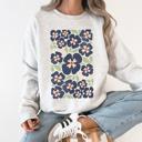  Blue Wildflower Allover Floral Vintage Boho Nature Inspired Autumn Palette Sweatshirt