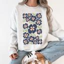 Small Ash Light Gray Blue Wildflower Allover Floral Vintage Boho Nature Inspired Autumn Palette Sweatshirt