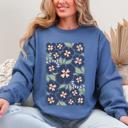 Large Indigo Blue Blue Wildflower Allover Floral Vintage Boho Nature Inspired Autumn Palette Sweatshirt