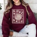 Small Maroon Checkered Pumpkin Minimalist Autumn Harvest Motif Cozy Seasonal For Fall Wardrobe Sweatshirt
