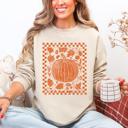 Small Sand Checkered Pumpkin Minimalist Autumn Harvest Motif Cozy Seasonal For Fall Wardrobe Sweatshirt
