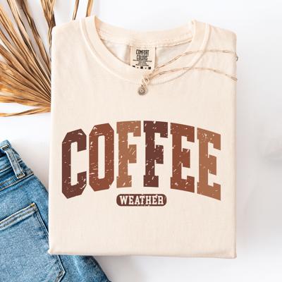 Coffee Weather Checkered Pumpkin Autumn Cozy Vintage-Inspired Comfort Colors Tee