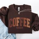 Large Dark Chocolate Checkered Pumpkin Minimalist Autumn Coffee Weather Cozy Fall Vibe Inspired Harvest Season Design Sweatshirt