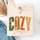 XL Ivory Cream Cozy Season Fall Vibes Retro Varsity Autumn Pumpkin Comfort Colors Tee