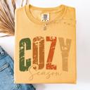 XXL Mustard Cozy Season Fall Vibes Retro Varsity Autumn Pumpkin Comfort Colors Tee