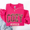 Small Crunhberry Bright Pink Cozy Season Leopard Print Autumn Florals Sunflowers Pumpkins Halloween Inspired Sweatshirt