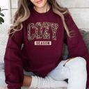 XXL Maroon Cozy Season Leopard Print Autumn Florals Sunflowers Pumpkins Halloween Inspired Sweatshirt