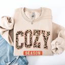 XL Sand Cozy Season Leopard Print Autumn Florals Sunflowers Pumpkins Halloween Inspired Sweatshirt