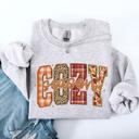 Small Ash Light Gray Cozy Season Patterns Fall Vibes Retro Varsity Pumpkin Floral Sunflower Halloween Autumn Sweatshirt