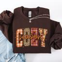 Small Dark Chocolate Cozy Season Patterns Fall Vibes Retro Varsity Pumpkin Floral Sunflower Halloween Autumn Sweatshirt