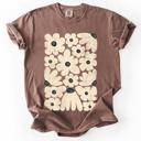 XL Espresso Brown Cream Daisy Allover Floral Vintage Boho Nature Print With Soft Cream Backdrop And Timeless Motifs Comfort Colors Tee