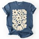XXXL Denim Blue Cream Daisy Allover Floral Vintage Boho Nature Print With Soft Cream Backdrop And Timeless Motifs Comfort Colors Tee