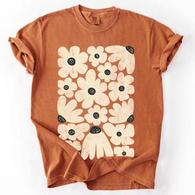 Cream Daisy Allover Floral Vintage Boho Nature Print With Soft Cream Backdrop And Timeless Motifs Comfort Colors Tee