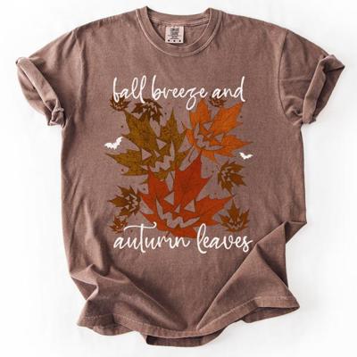 Fall Breeze and Autumn Leaves Vintage Checkered Pumpkin Graphic Comfort Colors Tee