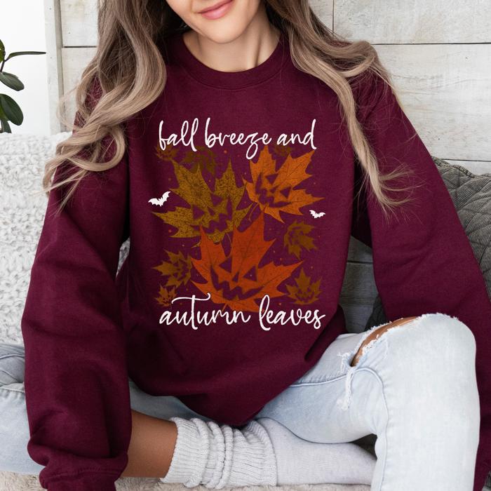 Fall Breeze and Autumn Leaves Halloween Sweatshirt