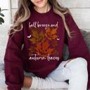 XL Maroon Fall Breeze and Autumn Leaves Halloween Sweatshirt