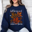 Medium Navy Fall Breeze and Autumn Leaves Halloween Sweatshirt