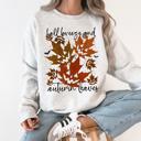Large Ash Light Gray Fall Breeze and Autumn Leaves Halloween Sweatshirt