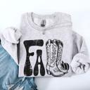  Fall Cowboy Boots Western Autumn Cozy Western Inspired Print Seasonal Style Sweatshirt