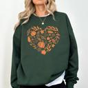 Medium Forest Green Fall Heart With Pumpkin Leaves And Autumn Charm Cozy Seasonal Art Print Theme Sweatshirt