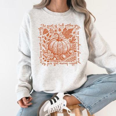 Fall Quote Pumpkin Autumn Minimalist Pretty Cozy Warm Harvest Themed Autumnal Saying Sweatshirt