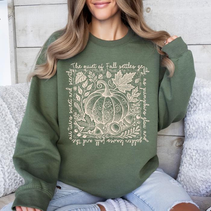 Fall Quote Pumpkin Autumn Minimalist Pretty Cozy Warm Harvest Themed Autumnal Saying Sweatshirt