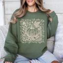 Medium Military Green Fall Quote Pumpkin Autumn Minimalist Pretty Cozy Warm Harvest Themed Autumnal Saying Sweatshirt