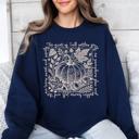XXXL Navy Fall Quote Pumpkin Autumn Minimalist Pretty Cozy Warm Harvest Themed Autumnal Saying Sweatshirt