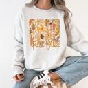 XXL Ash Light Gray Fall Vibes Colorful Autumn Flowers Seasonal Cozy Minimalist Design Graphic Sweatshirt