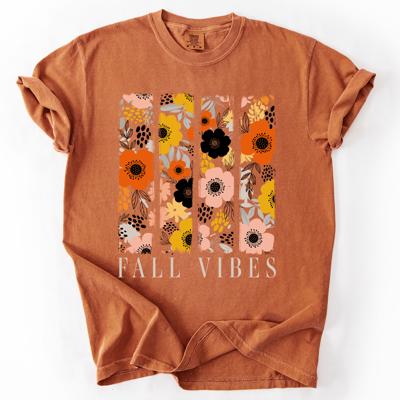 Fall Vibes, Floral Stripes, Beautiful Autumn Vintage Varsity Edition Comfort Colors Tee