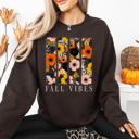 Medium Dark Chocolate Fall Vibes Floral Stripes Beautiful Autumn Cozy Everyday Wear Soft Warm Lightweight Sweatshirt
