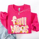 XL Crunhberry Bright Pink Fall Vibes Halloween Pumpkin Autumn Floral Pattern Sunflower Motifs Cozy Seasonal Collection Sweatshirt