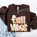XXL Dark Chocolate Fall Vibes Halloween Pumpkin Autumn Floral Pattern Sunflower Motifs Cozy Seasonal Collection Sweatshirt