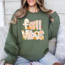 XXL Military Green Fall Vibes Halloween Pumpkin Autumn Floral Pattern Sunflower Motifs Cozy Seasonal Collection Sweatshirt