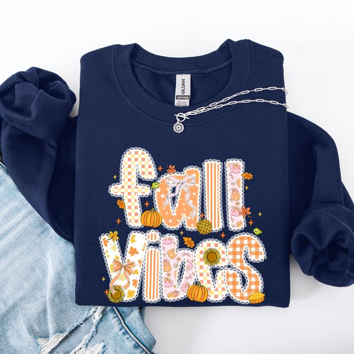 Fall Vibes Halloween Pumpkin Autumn Floral Pattern Sunflower Motifs Cozy Seasonal Collection Sweatshirt