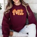 Large Maroon Fall Beautiful Bows Ribbons Colorful Autumn Coquette Cozy Velvet Ribbon Detailing Sweatshirt