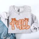 Small Ash Light Gray Coquette Fall Beautiful Ribbons Colorful Autumn Cozy Layered Ribbon Detail Sweatshirt
