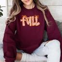 Small Maroon Coquette Fall Beautiful Ribbons Colorful Autumn Cozy Layered Ribbon Detail Sweatshirt
