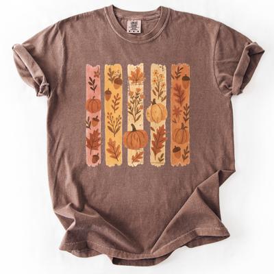 Fall Brush Stroke Floral Pumpkin Harvest Edition Autumn Collection Comfort Colors Tee