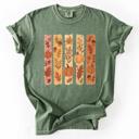 Large Moss Dark Green Fall Brush Stroke Floral Pumpkin Harvest Edition Autumn Collection Comfort Colors Tee