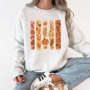 Small Ash Light Gray Fall Brush Stroke Floral Pumpkin Autumn Harvest Scene Artwork Inspired By Seasonal Mood Sweatshirt