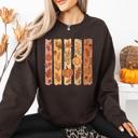 Large Dark Chocolate Fall Brush Stroke Floral Pumpkin Autumn Harvest Scene Artwork Inspired By Seasonal Mood Sweatshirt
