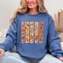 XXL Indigo Blue Fall Brush Stroke Floral Pumpkin Autumn Harvest Scene Artwork Inspired By Seasonal Mood Sweatshirt