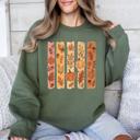 XXXL Military Green Fall Brush Stroke Floral Pumpkin Autumn Harvest Scene Artwork Inspired By Seasonal Mood Sweatshirt