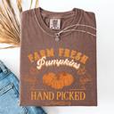  Fall Brush Stroke Floral Pumpkin Motif With Delicate Floral Pattern Autumn Harvest Comfort Colors Tee