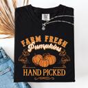 XXXL Black Fall Brush Stroke Floral Pumpkin Motif With Delicate Floral Pattern Autumn Harvest Comfort Colors Tee