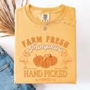 XXL Mustard Fall Brush Stroke Floral Pumpkin Motif With Delicate Floral Pattern Autumn Harvest Comfort Colors Tee
