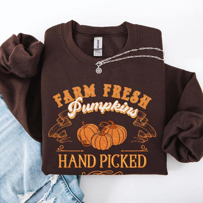 Farm Fresh Pumpkins Hand Picked Halloween Fall Autumn Sweatshirt